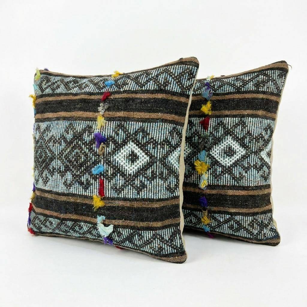 Set of 2 vintage kilim cushion covers 41x41 cm