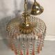 Gold Metal  Chandelier - Vintage Rose Glass Water Drop Pampilles
