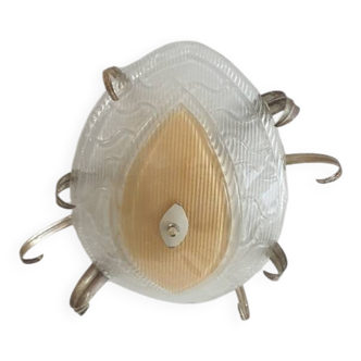 Ceiling light with glass eye and iron leaf