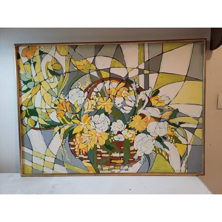 Huile sur toile Jean Cheynel "Variation florale"