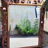 Huge antique Indonesian teak mirror