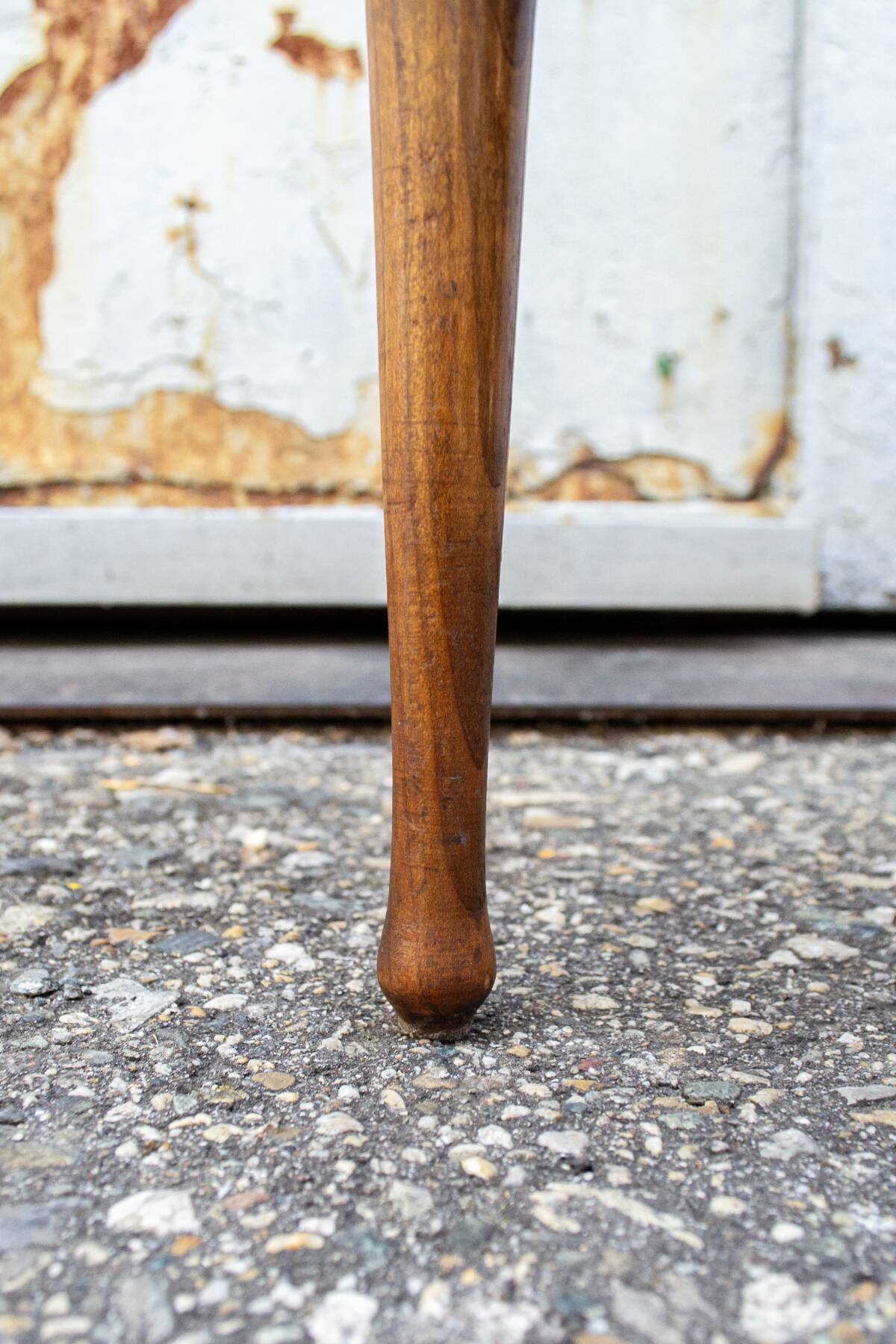 Sgabello in legno e paglia vintage italiano Anni '70