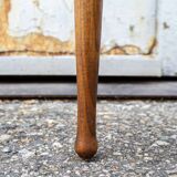 Sgabello in legno e paglia vintage italiano Anni '70