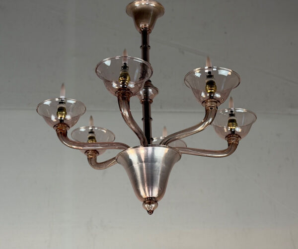 Lustre vénitien en verre de Murano de couleur améthyste, vers 1920