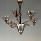 Venetian lustre made of Murano glass in amethyst colour, circa 1920.