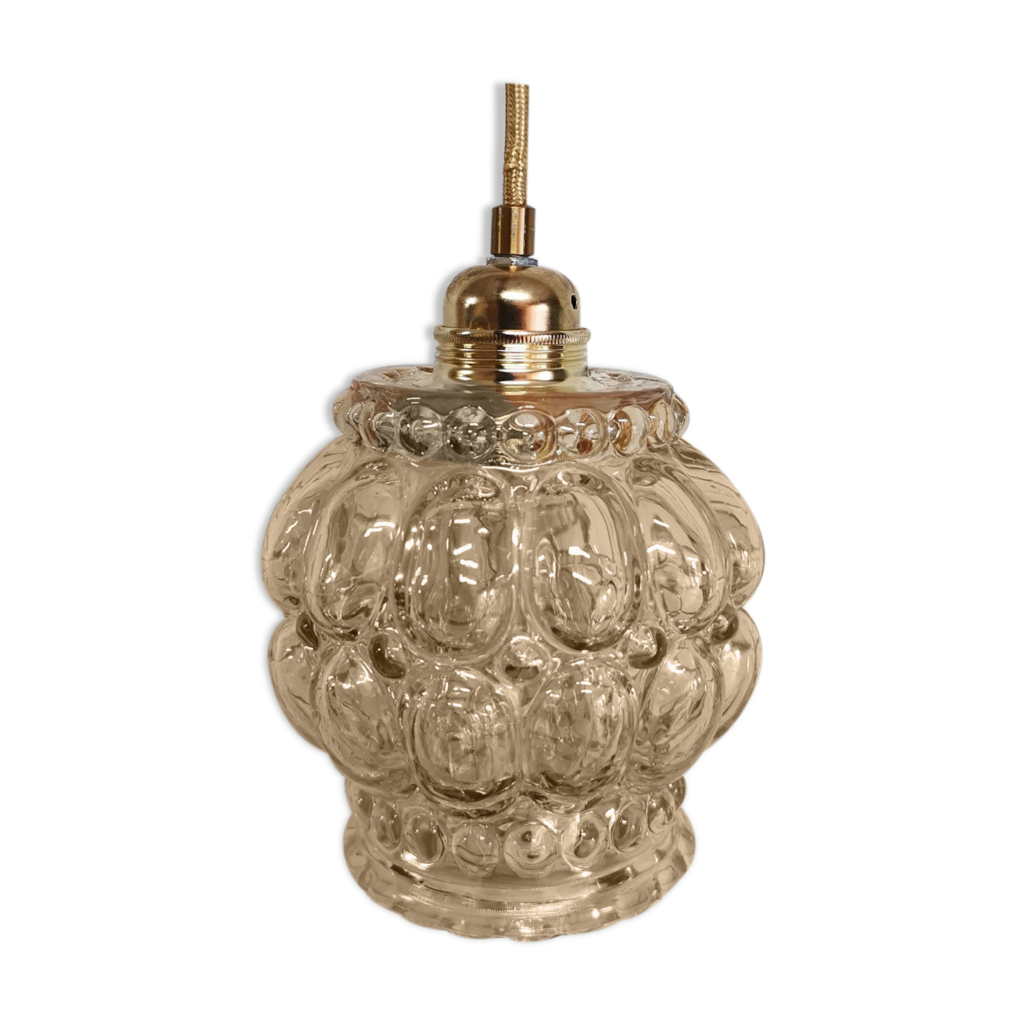 Old vintage hanging lamp stroller in moulded glass
