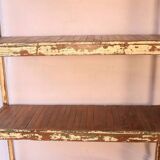 Old workshop shelf in Burmese teak with teak patina - original ecru