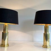 Pair of modernist brass lamps