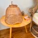 Vintage rattan pendant lamp copper electric frame