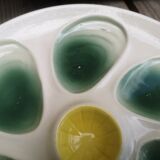 Set of 4 plates with oysters yellow and green salins décor
