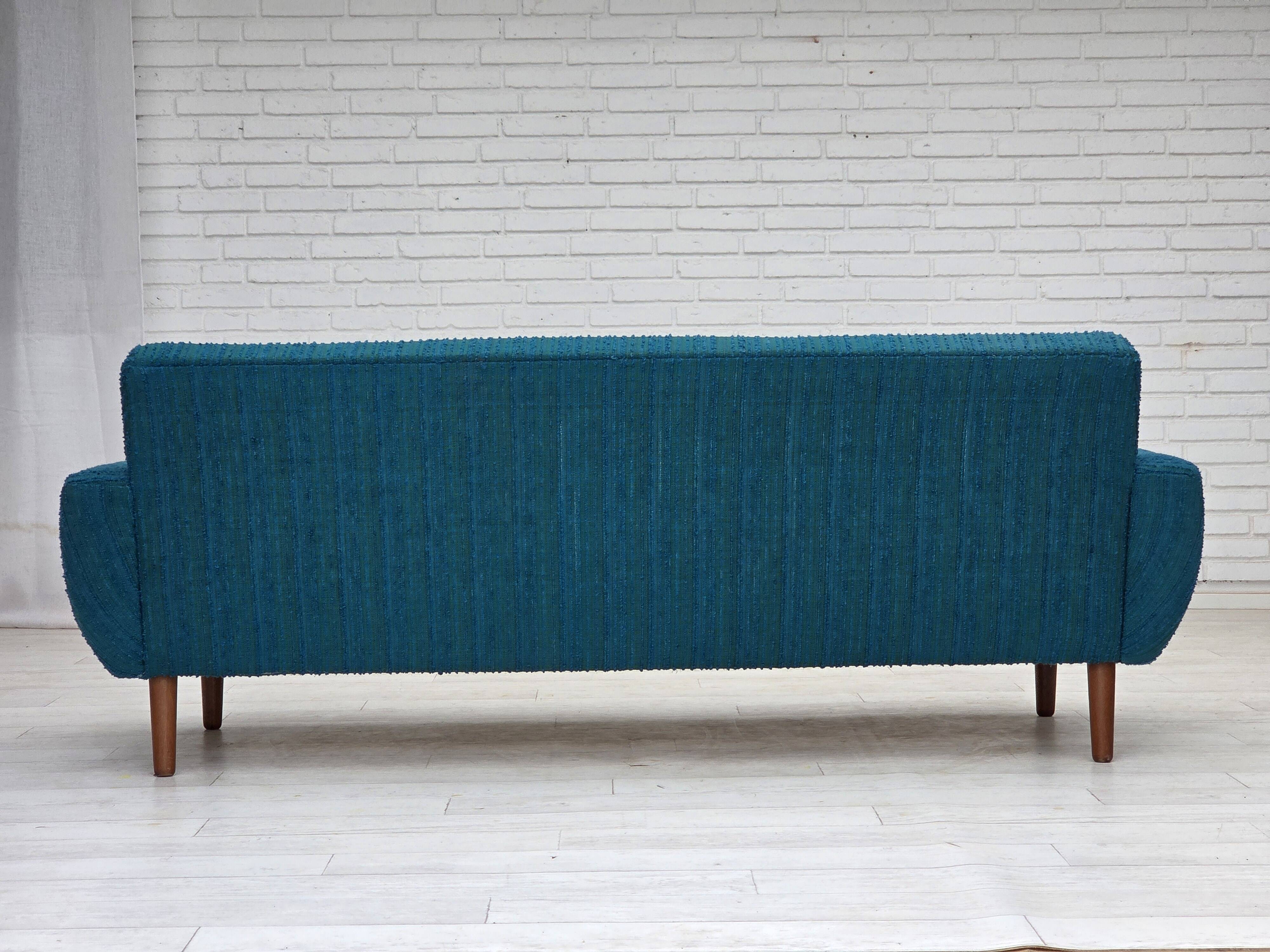 1970s, Danish 3-seater sofa, furniture wool, teak wood.