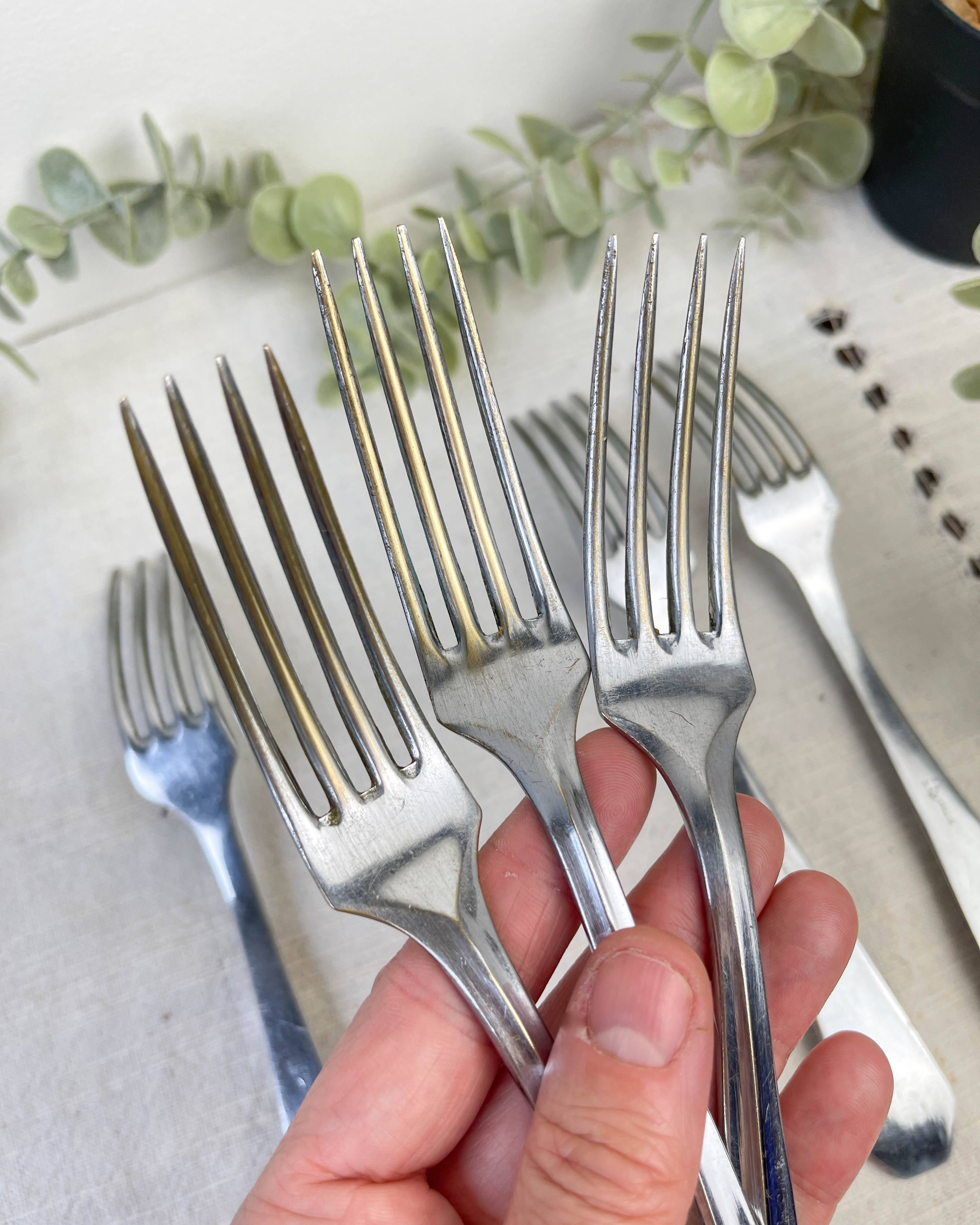 6 vintage stainless steel forks vlm italia