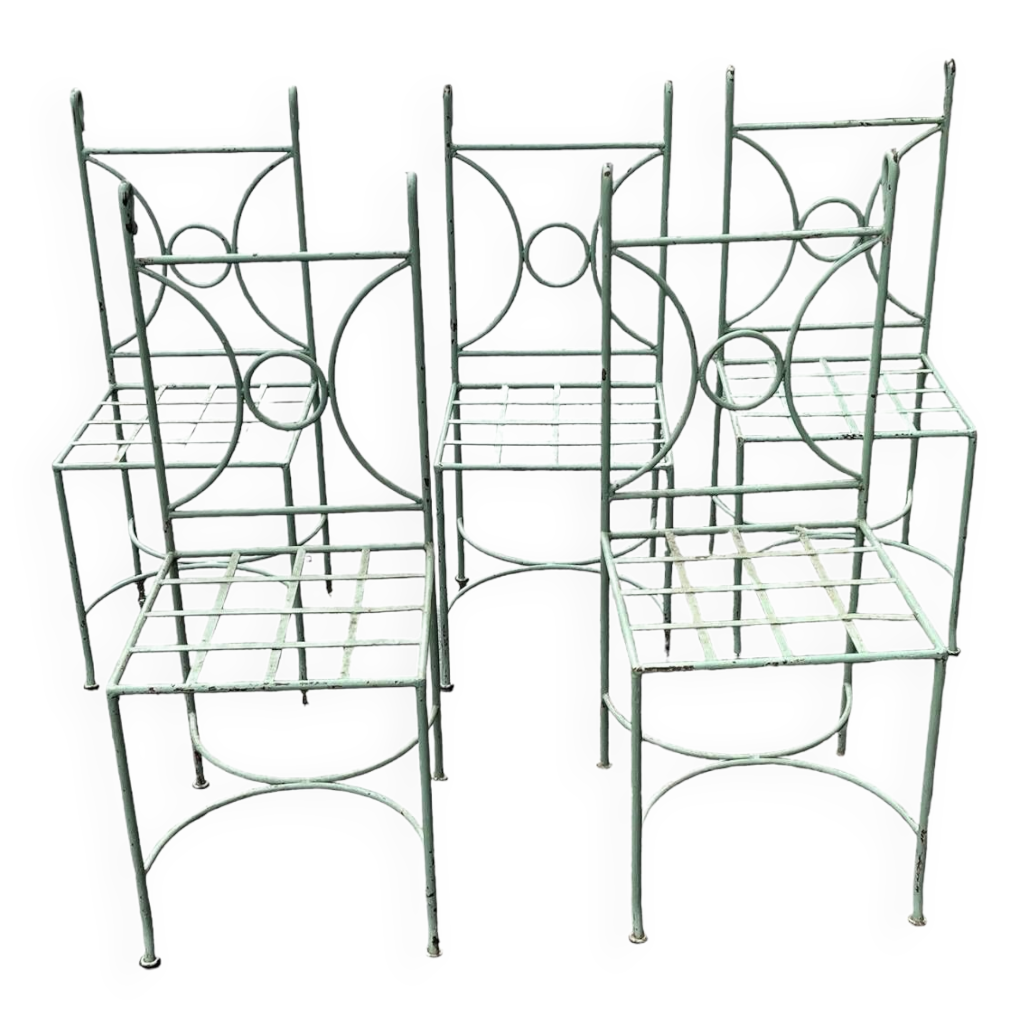 Set of 5 wrought iron garden furniture chairs