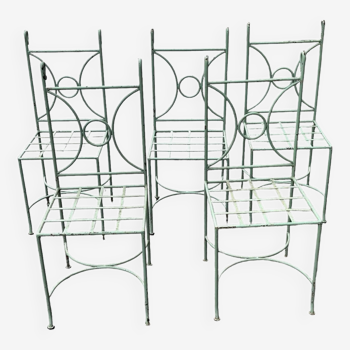 Set of 5 wrought iron garden furniture chairs