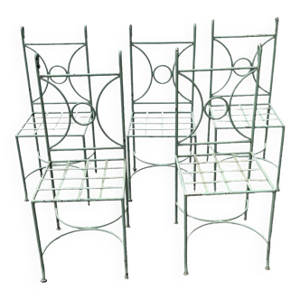 Set of 5 wrought iron garden furniture chairs