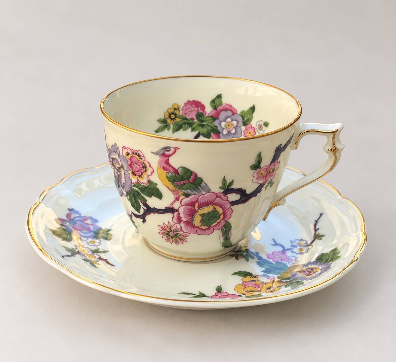 Set of 4 cups and 4 saucers Bernardaud Limoges – Chinese Birds