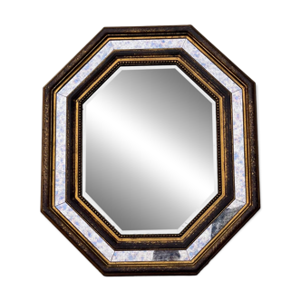 Miroir octogonal à pare closes doré