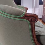 Fauteuil bergère louis XVI vert