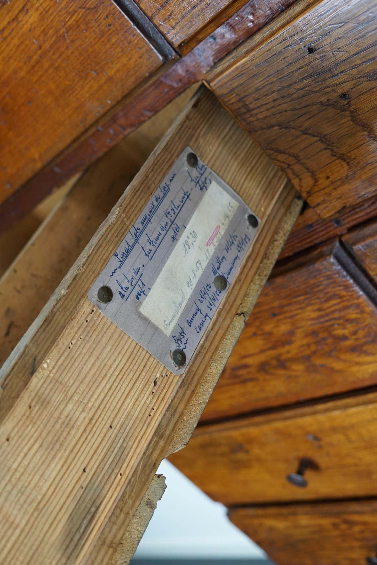 Antique apothecary furniture in oak France early twentieth century