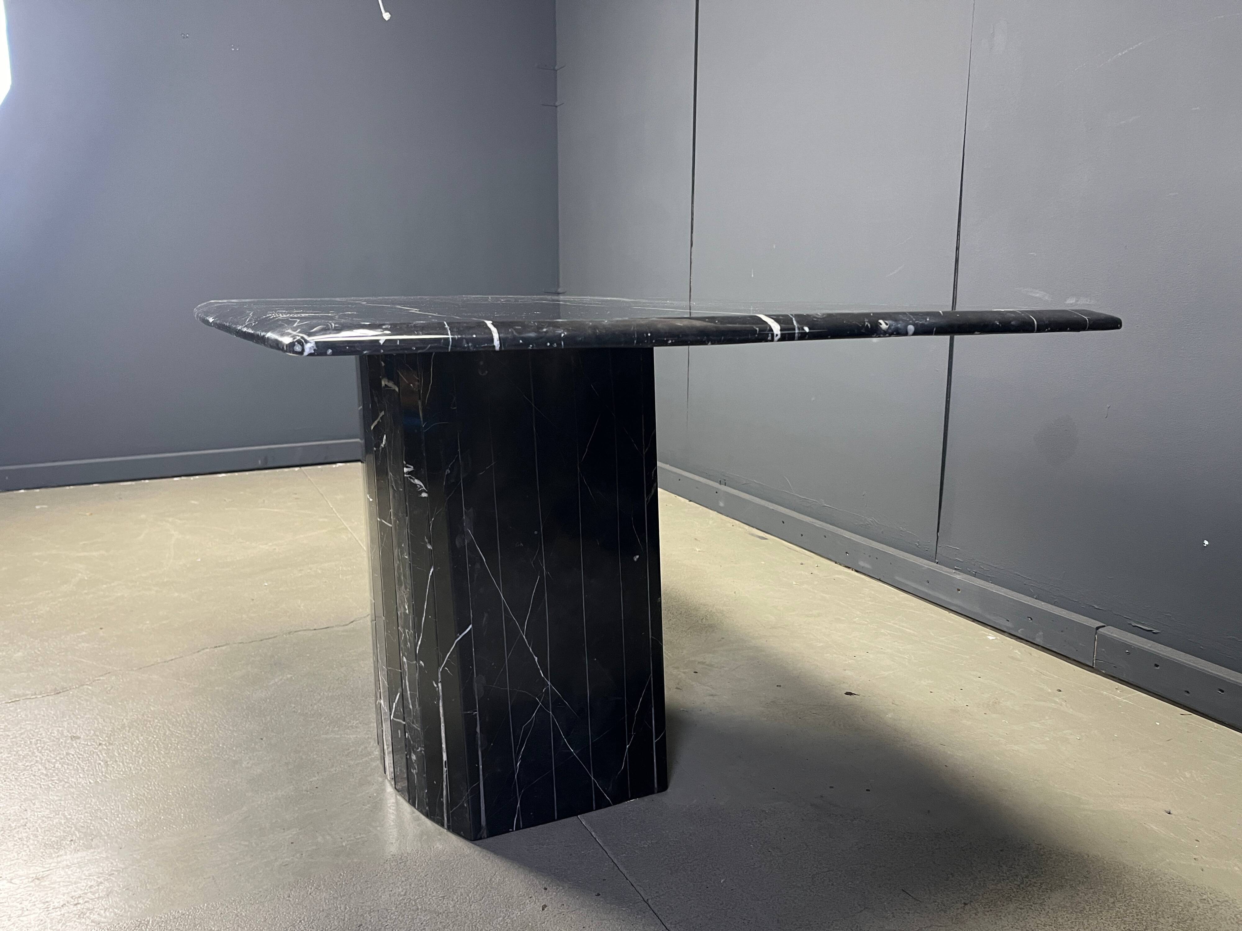 Vintage black marble dining table, 1970s