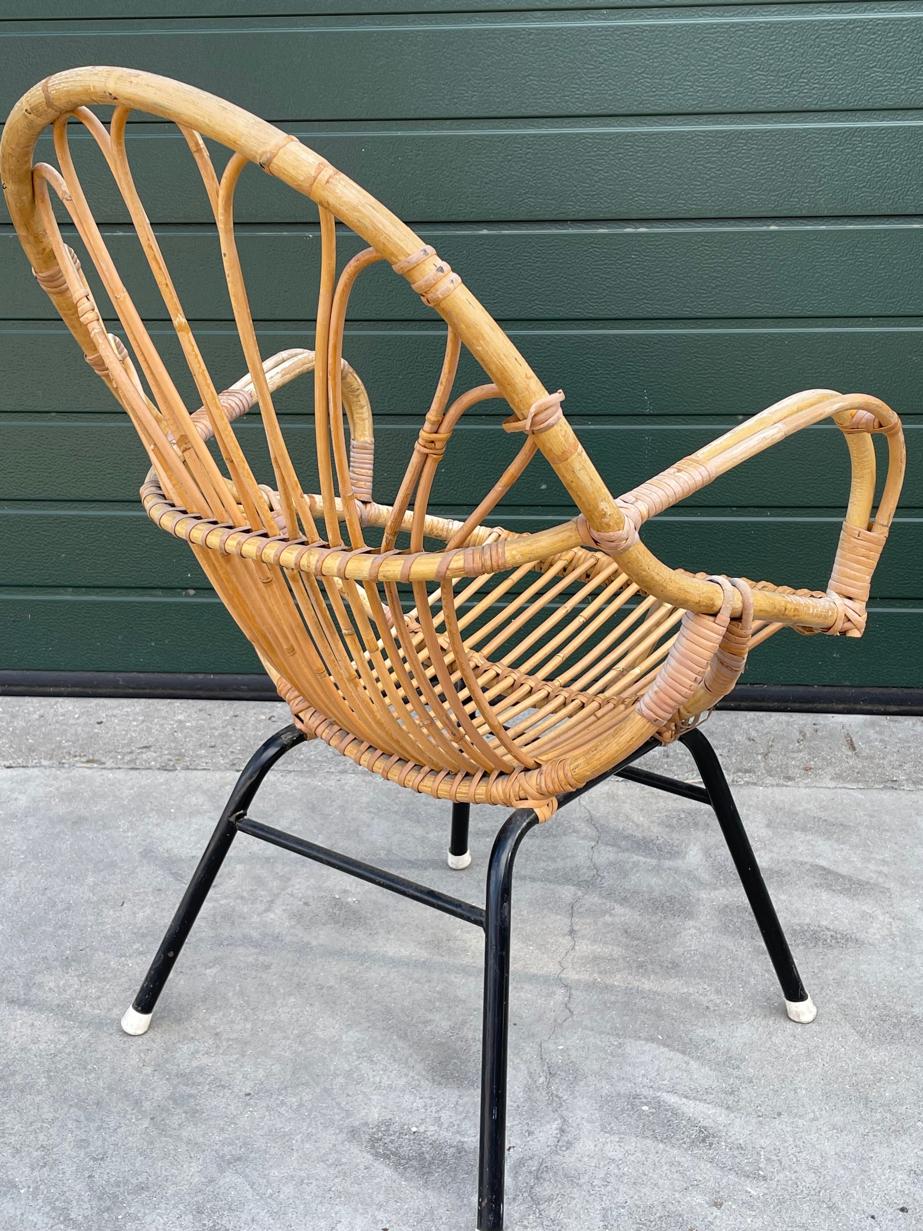 Rattan chair by Dirk van Sliedregt Rohe Noordwolde 1960 in the Netherlands
