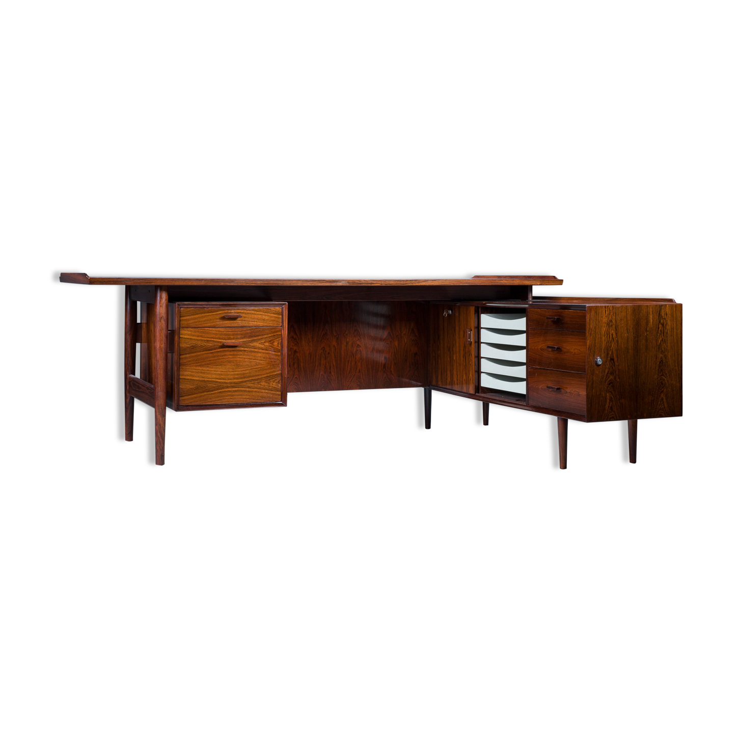 Executive Desk with Sideboard in Rosewood by Arne Vodder for Sibast Møbelfabrik, Denmark, 1950s