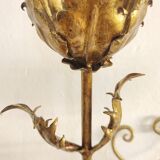 Golden wrought iron wall lamp France, 1970s