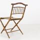 Chaise pliante en faux bambou en bois doré et tissu vert, France vers