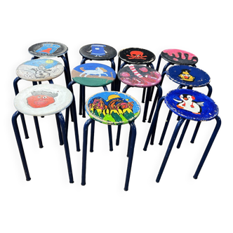 Set of 11 vintage stools