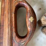 19th century wooden and brass tray