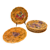 7 dessert plates barbotine Sarreguemines