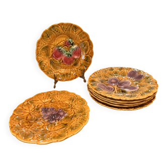 7 dessert plates barbotine Sarreguemines