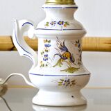 Large handcrafted earthenware lamp from Moustiers