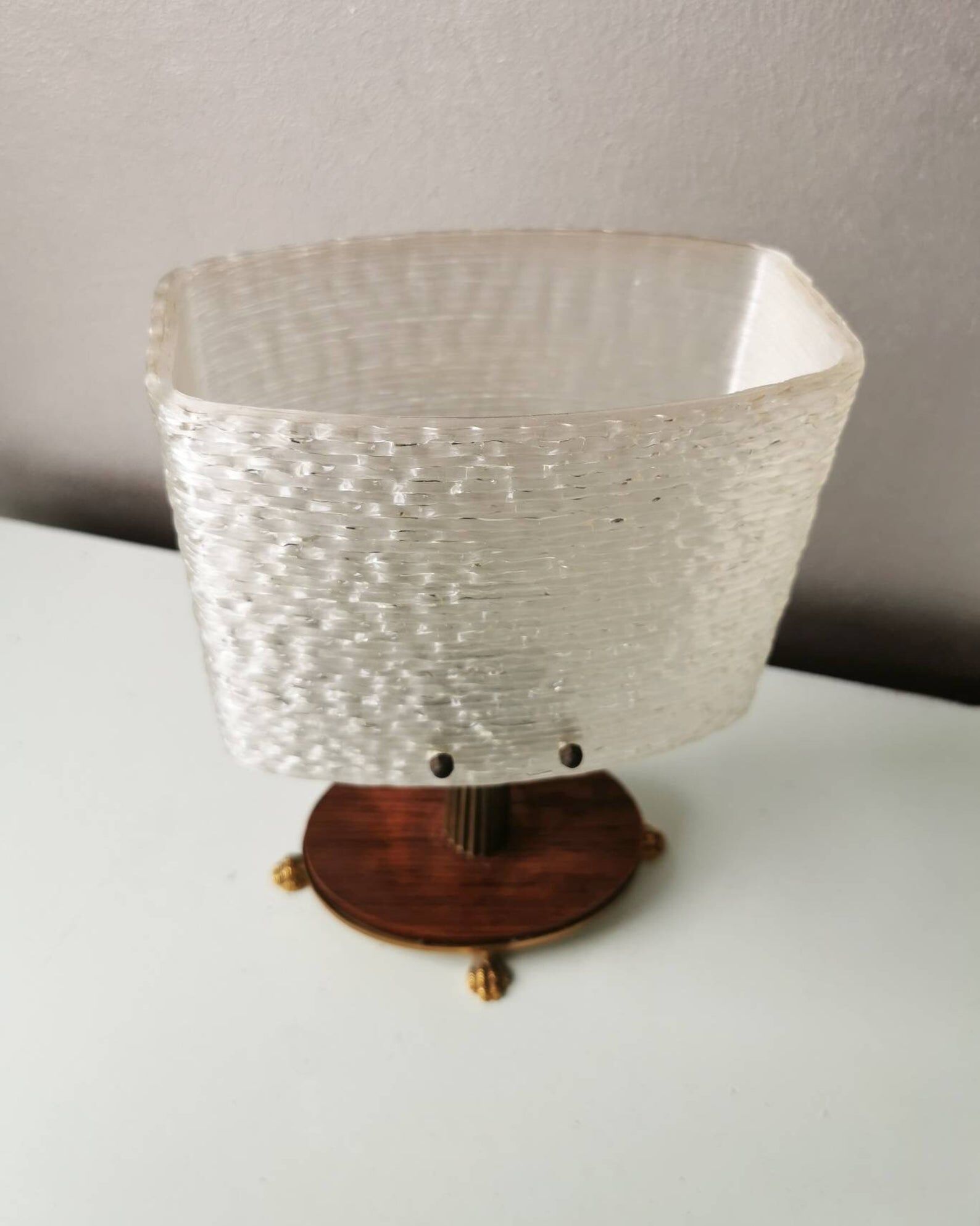 Vintage table lamp with 70s plastic hood