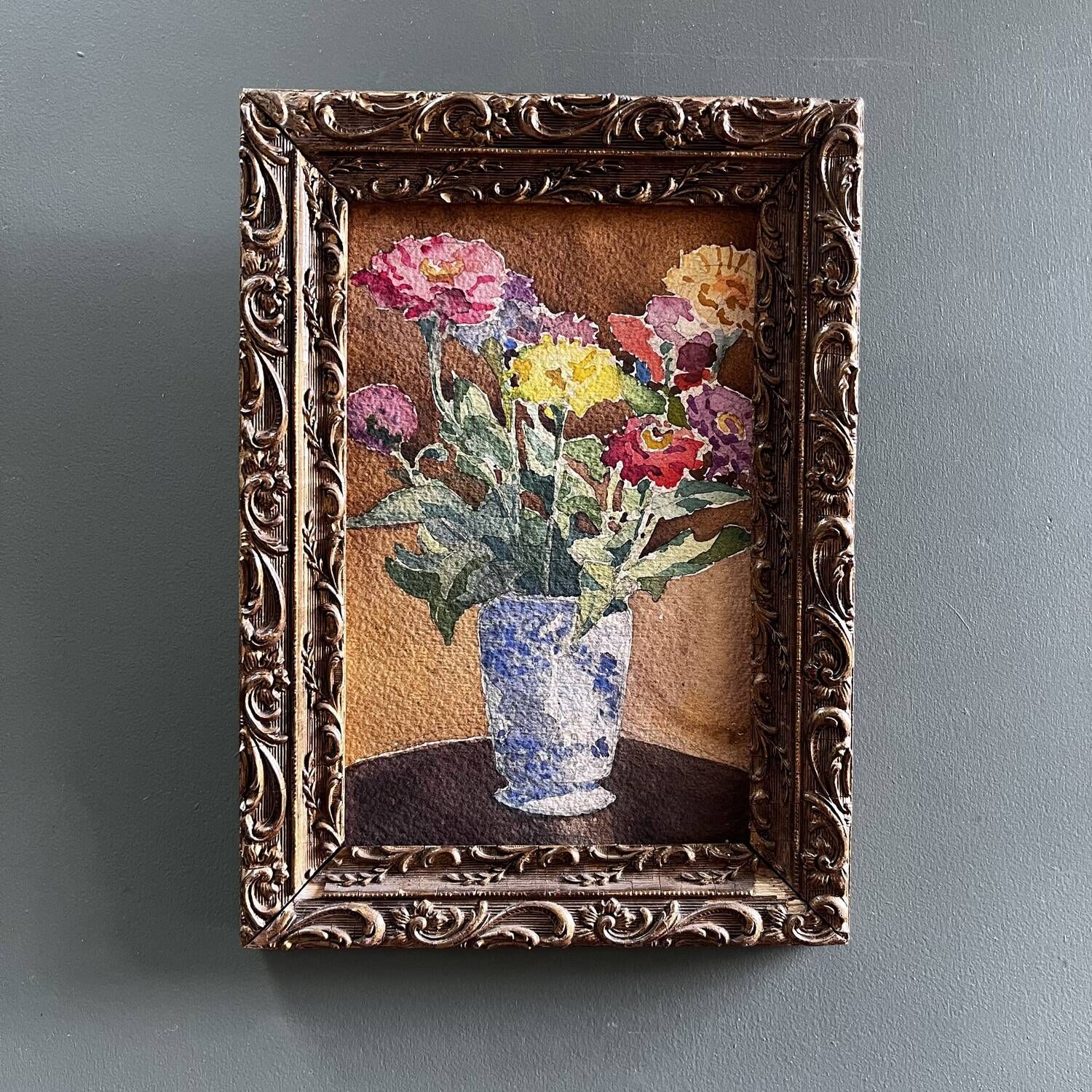 Early 20th century painting "The bouquet in the blue vase"