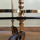 Desserte néoclassique en laiton et et verre fumé, milieu XXème