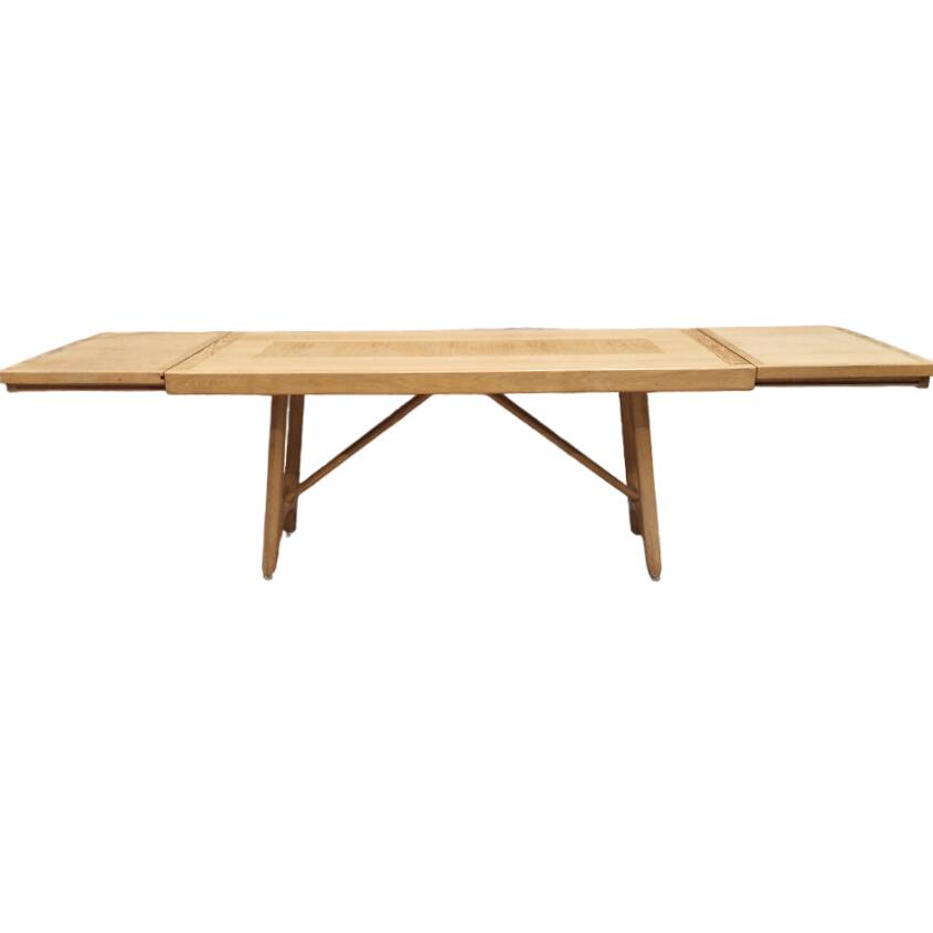 Table à Manger Vintage En Chêne Et Marqueterie De Chêne, Guillerme Et Chambron