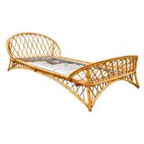 Rattan basket bed 90x190 vintage 1960