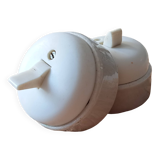 Set of 2 old two-way switches, porcelain and plastic, 50s/60s