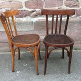 Lot of 2 wooden bistro chairs 1950