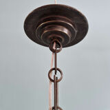 Art Deco suspension in frosted pressed moulded glass, 1920s-30s.