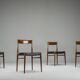 Mid-Century Palisander Dining Chair with Lether, 1950s, Set of 4