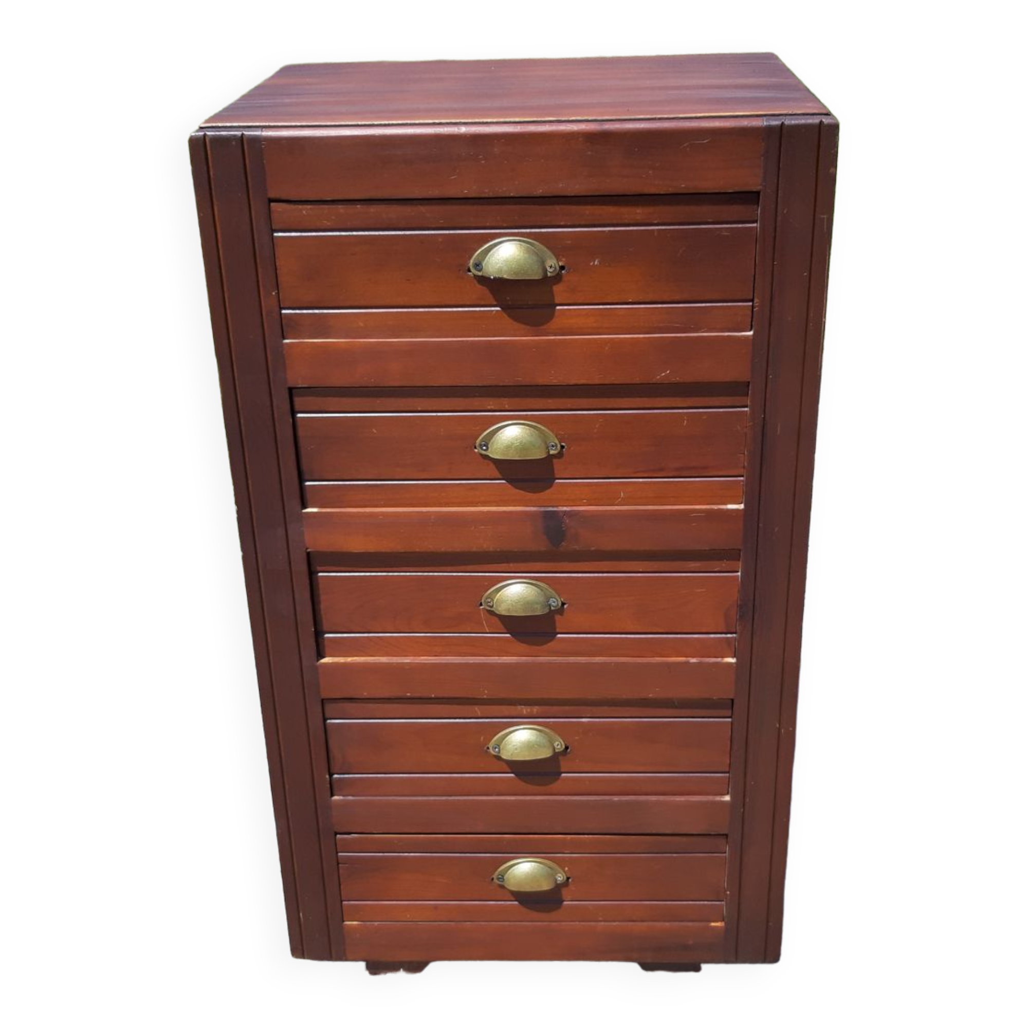 Industrial furniture Wood and Brass, 5 drawers