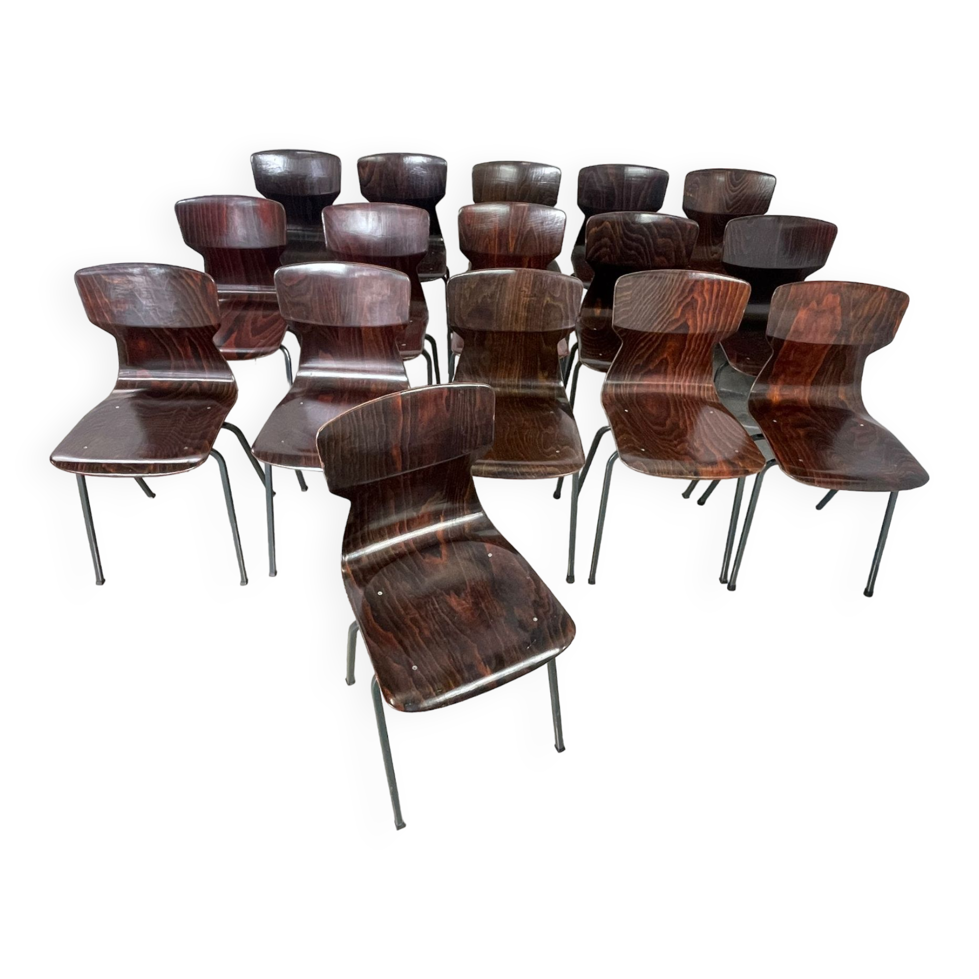 Lot of 16 obo erome chairs, 70s Germany