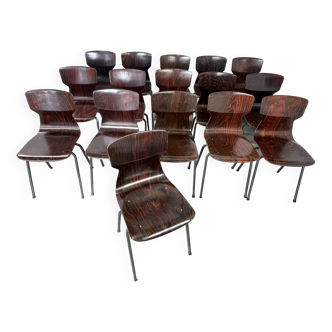 Lot de 16 chaises obo eromes, années 70 Allemagne