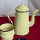 Yellow enameled metal coffee pot
