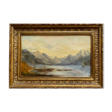 Marine painting "animated lake landscape" HST Italy Switzerland? Nineteenth century