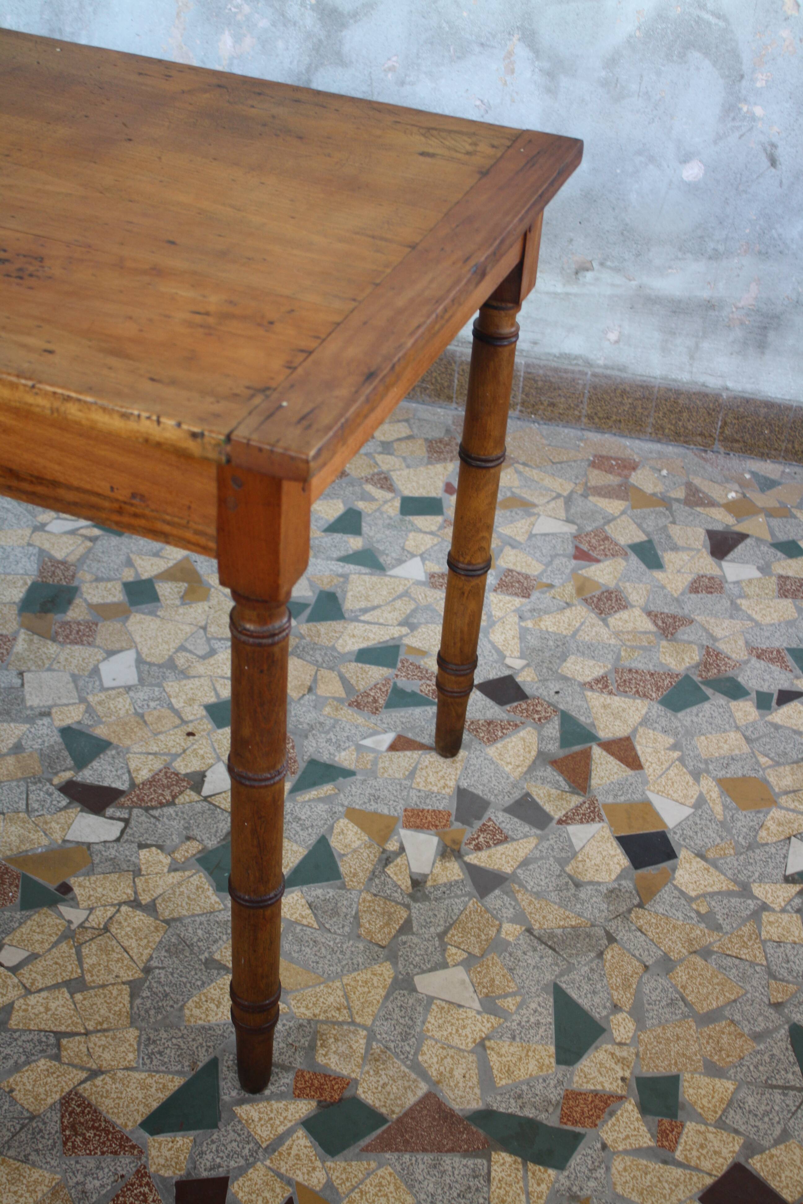 Pitch pine desk false bamboo Napoleon III