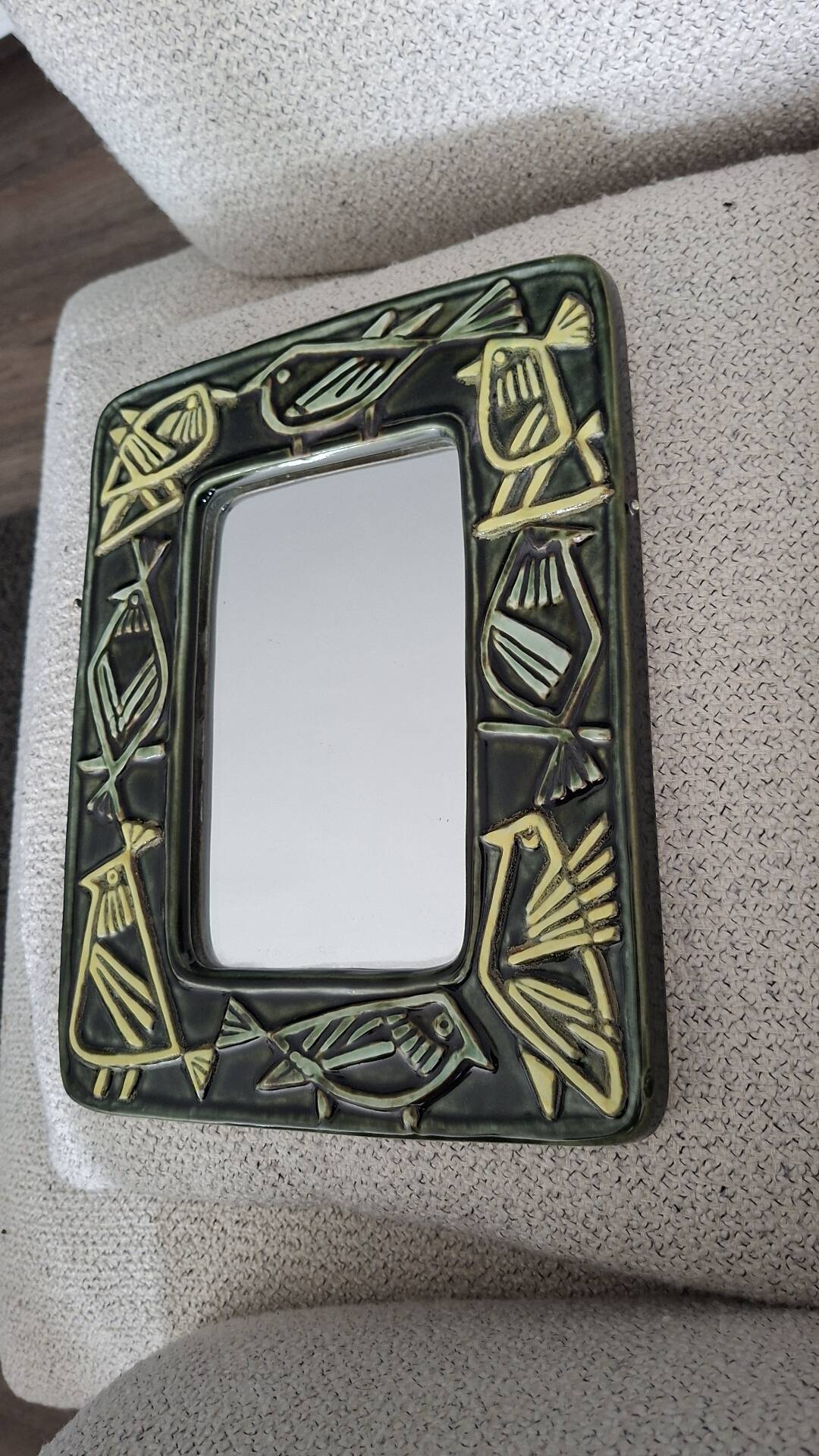 Ceramic Bird Mirror Lisa Larson Harlequin Series / Gustavsberg