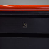 Red lacquer credenza by Giotto Stoppino for Acerbis
